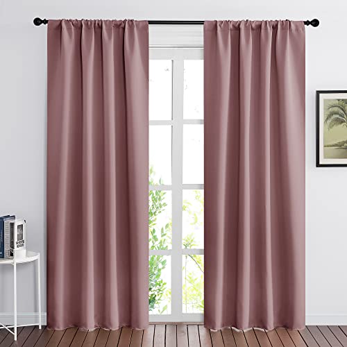 Blackout Curtains for Bedroom Living Dining Room 84 inches Long (Dusty Rose / 42"W x 84"L (Pack of 2))