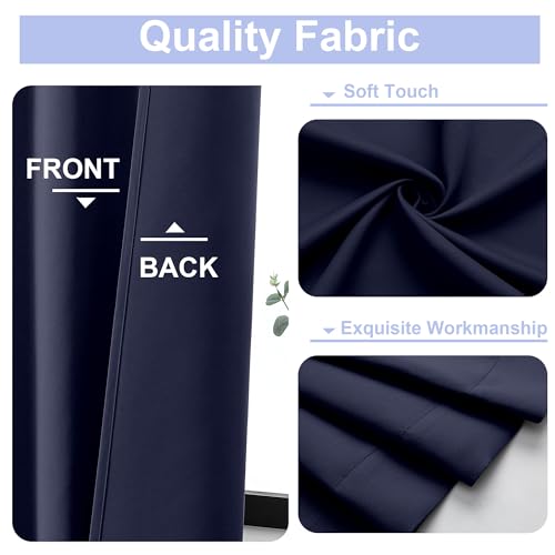 Ava Navy Blue Blackout Curtains for Bedroom 96 Inches Long 2 Panels (Navy Blue / 50"W x 96"L (Pack of 2))