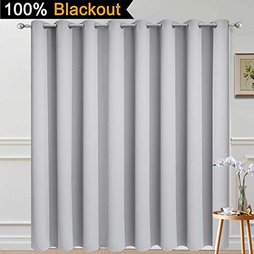 Light Grey Blackout Patio Door Curtain Panels W100 x L96 (100"W x 96"L (Pack of 1) / Light Grey)