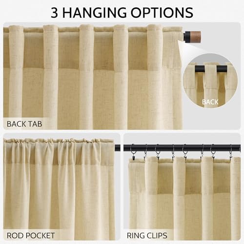 Linen Curtains (52"W x 84"L (Pack of 2) / Cream Yellow)