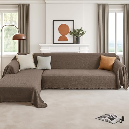 2 Piece Sectional Couch Cover for L Shape Sofa Taupe XXL (Taupe / XX-Large)