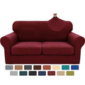 3 Piece Stretch Loveseat Sofa Cover (55"-69"(2 Cushions) / Wine Red)