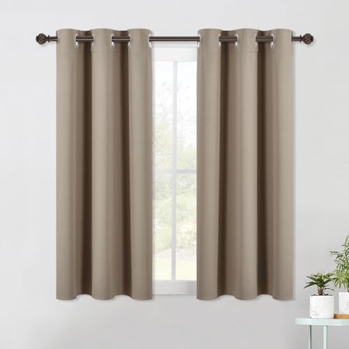 Kitchen Blackout Short Curtain Panels for Bedroom (Taupe / 42"W x 45"L (Pack of 2))