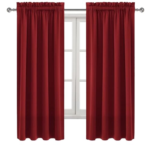 Blackout Curtains for Bedroom Living Room 38 x 63 Inch Long Burgundy (Burgundy / 38"W x 63"L (Pack of 2))