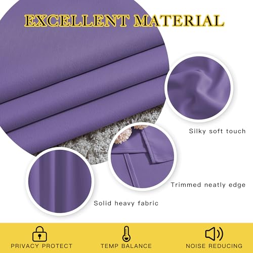 Lilac Purple Room Darkening Curtains 66 inches Long (Lilac Purple / 66"W x 66"L (Pack of 2))