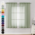 Sheer Curtains 63 Inch Length 2 Panels (Sage Green / 42"W x 63"L (Pack of 2))