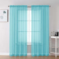 Aqua Sheer Curtains 72 Inch Length 2 Panels (Aqua / 42"W x 72"L (Pack of 2))