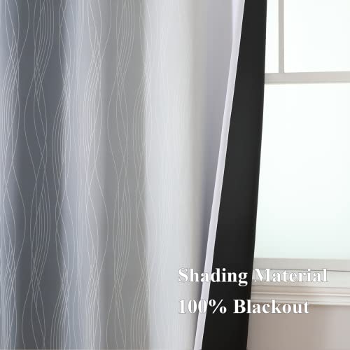 Grey and Greyish White Ombre Blackout Curtains for Living Room 84 Inch Long (Grey and Greyish White / 52"W x 84"L (Pack of 2))