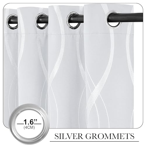 Greyish White Room Darkening Curtains for Living Room 84 inch Long (1 - Greyish White / 52"W x 84"L (Pack of 2))