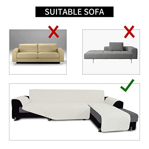 Reversible L Shape Sectional Couch Cover (X-Large / Ivory/Ivory)