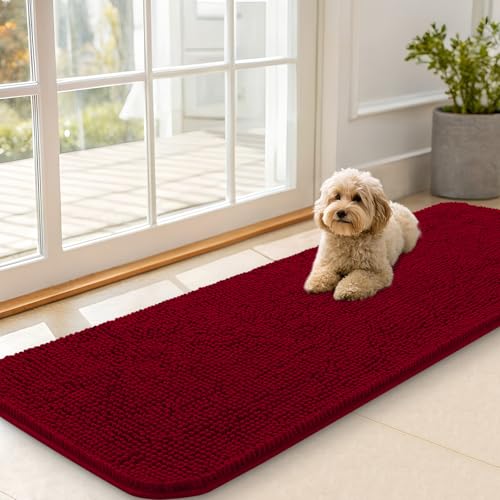 Dog Door Mat for Muddy Paws 59x20 (Red / 59" X 20")