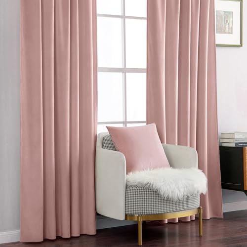 Light Pink Velvet Curtains 52x96 inches Luxury Blackout Curtains (Light Pink / 52"W x 96"L (Pack of 2))