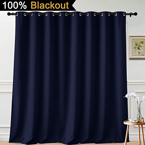 Navy Blue Blackout Patio Door Curtain Panels W100 x L108 (100"W x 108"L (Pack of 1) / Navy Blue)