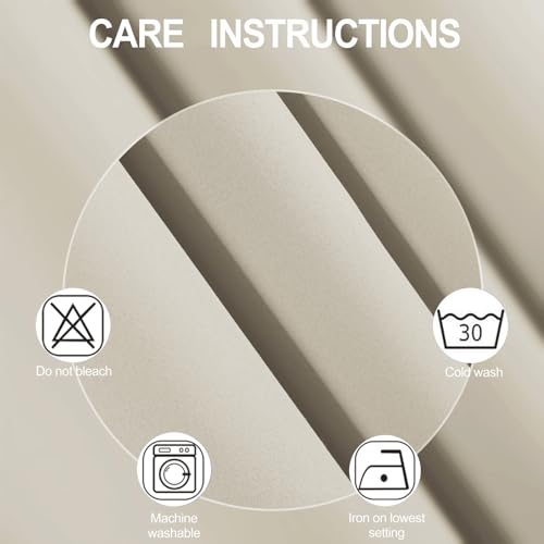 Light Beige Blackout Curtains 42 x 54 Inch Length Set of 2 Panels Grommet Bedroom Curtains for Living Room (Light Beige / 42"W x 54"L (Pack of 2))