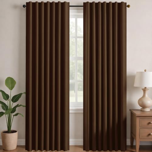 Blackout Curtains for Bedroom (Brown / 42"W x 72"L (Pack of 2))