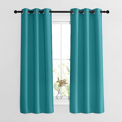 Peacock Teal Blackout Curtains 63 inches Long (Peacock Teal / 37"W x 63"L (Pack of 2))
