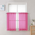 Sheer Curtains 36 inch Length 2 Panels Set (Hot Pink / 42"W x 36"L (Pack of 2))