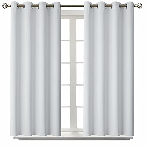 Room Darkening Curtains 45 Inches Long (Greyish White / 52"W x 45"L (Pack of 2))