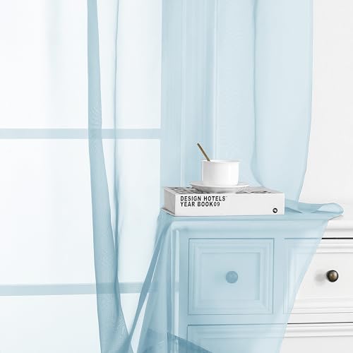 Sky Blue Sheer Curtains 96 inches Long 2 Panels (Sky Blue / 42"W x 96"L (Pack of 2))