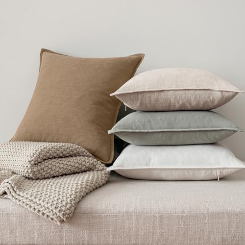 Neutral Boho Linen Decorative Pillow Covers 12x20 Inch Pack of 4 (20" x 12" (Pack of 4) / Neutral)
