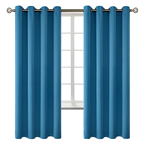 Steel Blue Blackout Curtains for Bedroom 72 Inch Long (Steel Blue / 52"W x 72"L (Pack of 2))