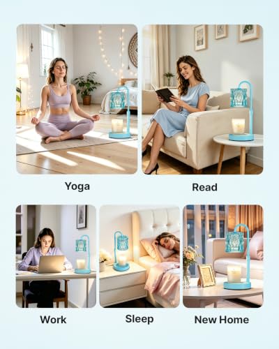 Dimmable Candle Warmer Lamp with Timer (Lake Blue- Glass)