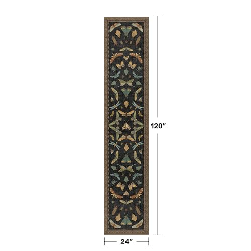 Dark Black Boho 2x10 Rug Runners for Hallways (2' x 10' (Runner) / Black / Multi)