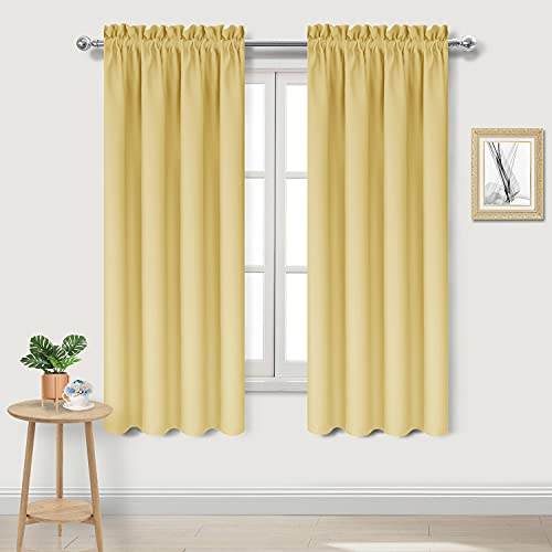 Blackout Curtains for Bedroom Living Room 38 x 63 Inch Long 2 Panels (Light Yellow / 38"W x 63"L (Pack of 2))