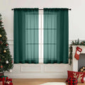 Green Window Sheer Curtains 45 Inches Length (42"W x 45"L (Pack of 2) / Hunter Green)