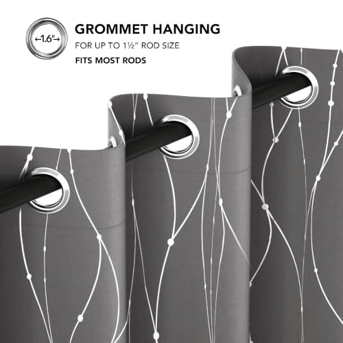 Living Room Curtains 84 Inches Long (Light Grey/Wave Dots / 52"W x 84"L (Pack of 2))