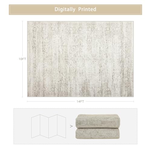 Washable Rugs 10x14 Area Rugs for Living Room (10' x 14' (Rectangular) / Beige-ivory-cream-brown-camel)