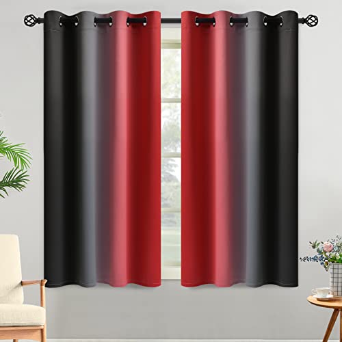 Red Black Ombre Curtains 52x54 Inche Long 2 (52"W x 54"L (Pack of 2) / Red and Black)