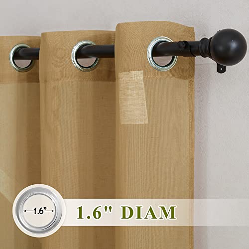Linen Blend Semi Sheer Curtains for Boys Bedroom (36"W x 63"L (Pack of 2) / Camel)