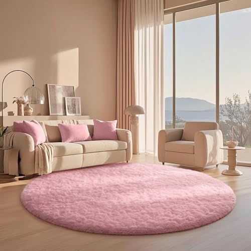 Round Rugs 6Ft Pink Circle Area Rug (5- Pink / 6' (Round))