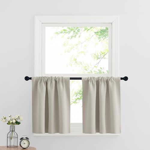Cafe Curtains 24 inch Length (Natural / 42"W x 24"L (Pack of 2))