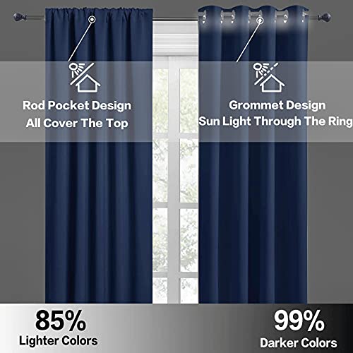 Short Blackout Curtains for Bedroom (Navy Blue / 42"W x 48"L (Pack of 2))