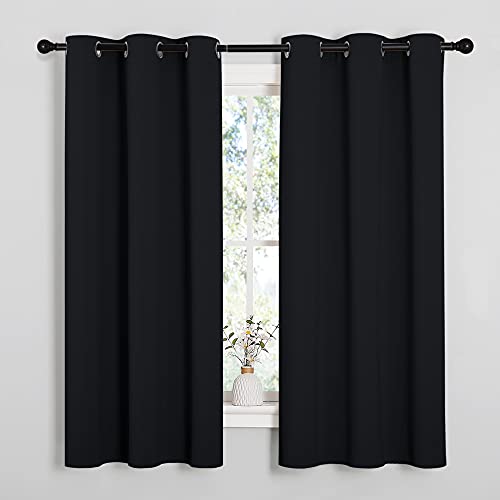 Black Blackout Curtains for Bedroom 42" Wide x 63" Long 2 Panels (Black / 42"W x 63"L (Pack of 2))