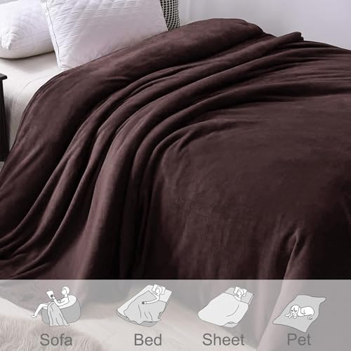 Soft Fleece Throw Blanket for Couch (Coffee / Throw (50" x 60"))