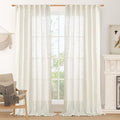 108 inch Semi Sheer Linen Curtains for Living Room (Cream / 52"W x 108"L (Pack of 2))
