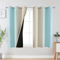 Aqua and Beige Ombre Blackout Curtains for Bedroom 45 Inch (Beige and Aqua / 42"W x 45"L (Pack of 2))