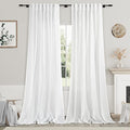 Linen White Curtains 120 inch Extra Long for Living Room Back Tab Light Filtering Semi Sheer Drapes Modern Farmhouse Coastal Decor Off White Cotton Curtain for Floor to Ceiling Window 10 FT (52"W x 120"L (Pack of 2) / White)