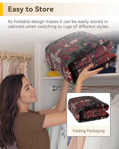 Washable Area Rug (Red / Black / 9' x 12' (Rectangular))