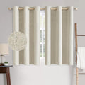 100% Blackout Linen Curtains for Bedroom 42x63 Inches Butter Cream (Butter Cream / 42"W x 63"L (Pack of 2))