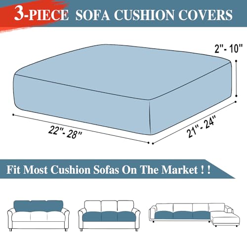Couch Cushion Covers Seat Cushion Cover Stretch Couch Cover Separate Sectional Sofa Slipcovers Furniture Protector (Blue / 3PC Seat Cover or Backrest)