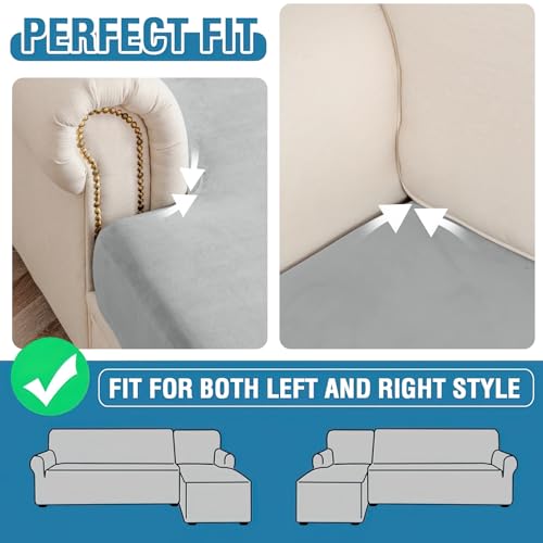 Couch Cover 8 (Light Grey / 4 Backrest + 3 Seater + 1 Chaise)