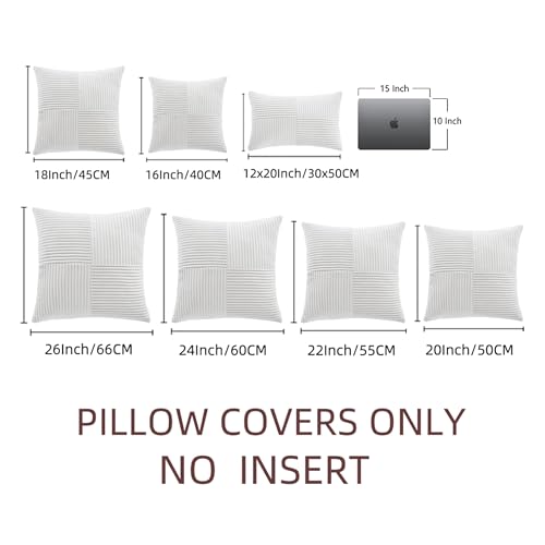 2 Packs White Lumbar Decorative Throw Pillow Covers 12x20 Inch for Living Room Couch Bed Sofa (White / 20" x 12" (Pack of 2))