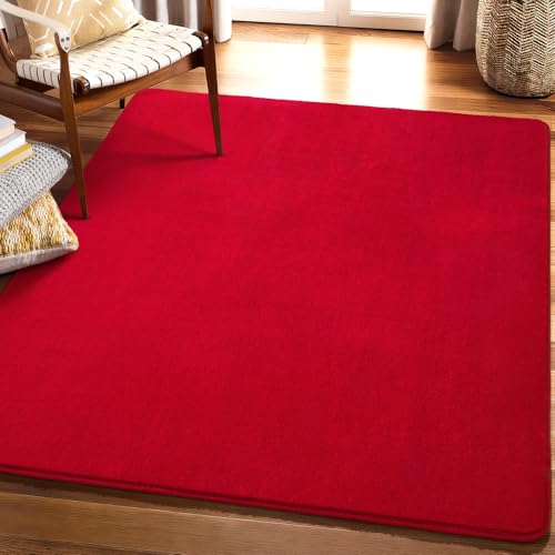 5x5 Square Area Rugs for Bedroom Living Room (5' x 5' (Square) / Red)