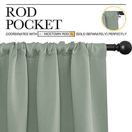 Window Curtains Blackout Drapes (Greyish Green / 42"W x 54"L (Pack of 2))
