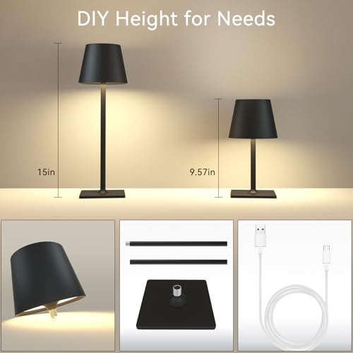 Black Cordless Table Lamps (Black Set of 4)