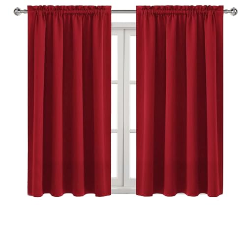 Blackout Curtains for Bedroom Living Room 52 x 45 Inch Long Red (Red / 52"W x 45"L (Pack of 2))